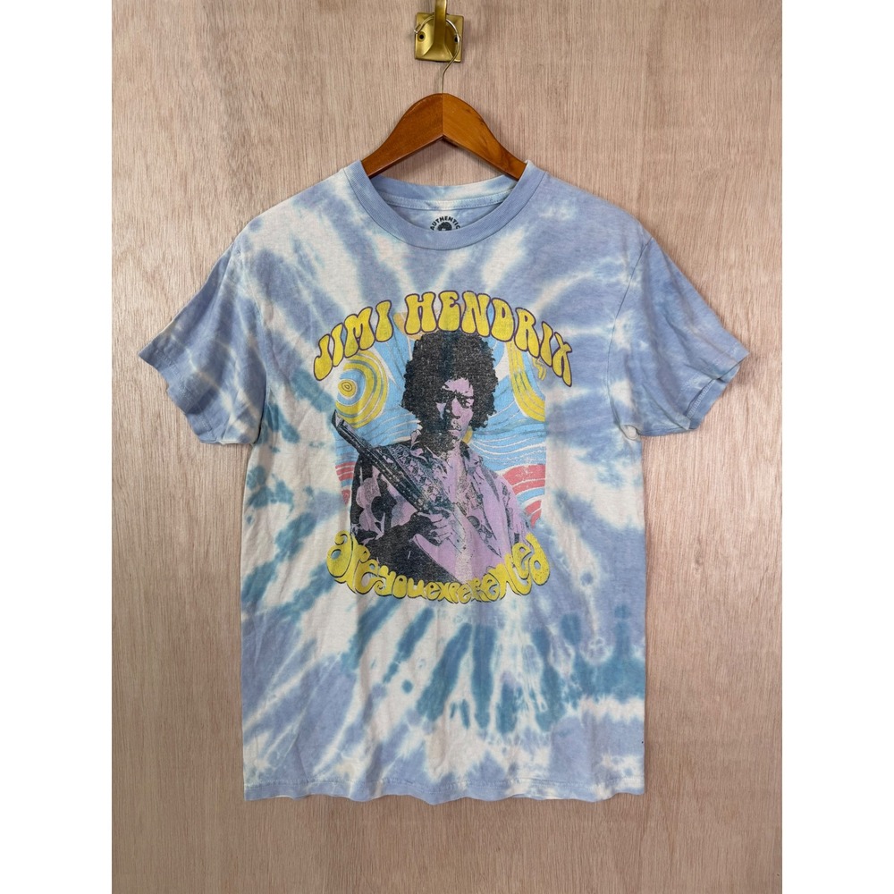 Authentic Hendrix Jimi Hendrix Tie Dye Graphic Tee Blue White Mens Medium